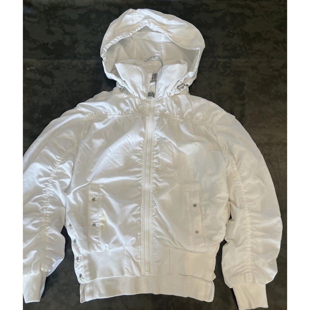Athleta ruched Sleeve open side jacket Xxs White Y2K  City Trendy Sporty